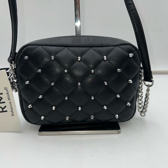 Rebecca Minkoff Handbags - Rebecca Minkoff Diamond Quilt Top Zip Studded Vegan Leather Crossbody Bag